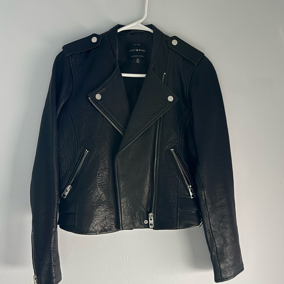Lucky Brand Jackets & Blazers - Lucky Brand Black Leather Biker Jacket
